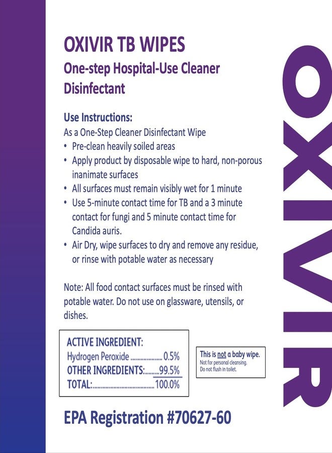 Oxivir Diversey Tb 100823906 Ready-to-Use Disinfectant Cleaning Wipes Refill Pouch, Accelerated Hydrogen Peroxide AHP, 11x12-Inch Extra Large Size Sheets, 160-Wipes, 1-Refill Bag - Image 2